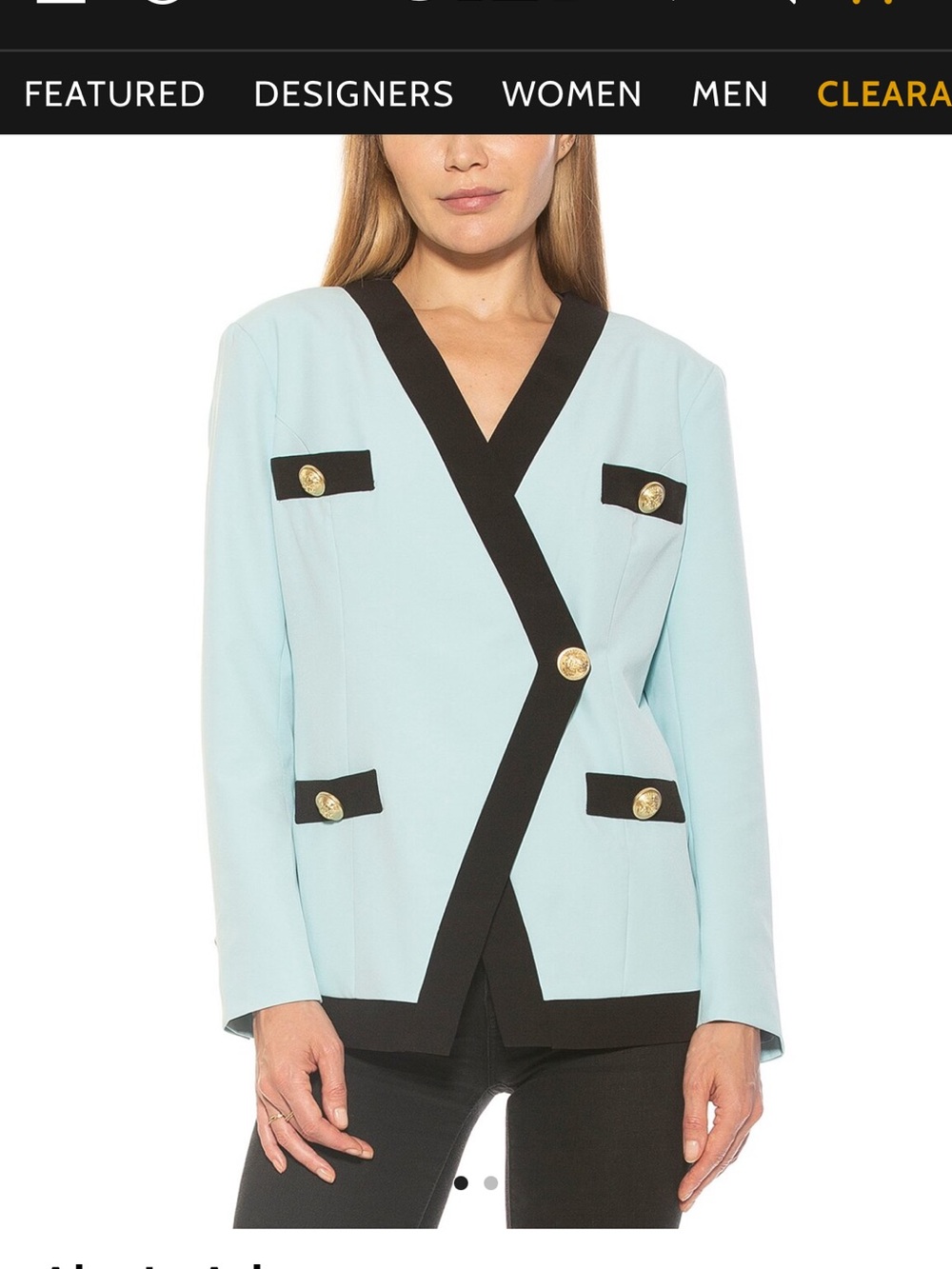 Women’s Statement Blazer Halogen (light blue) and Black Contrast Button Jacket